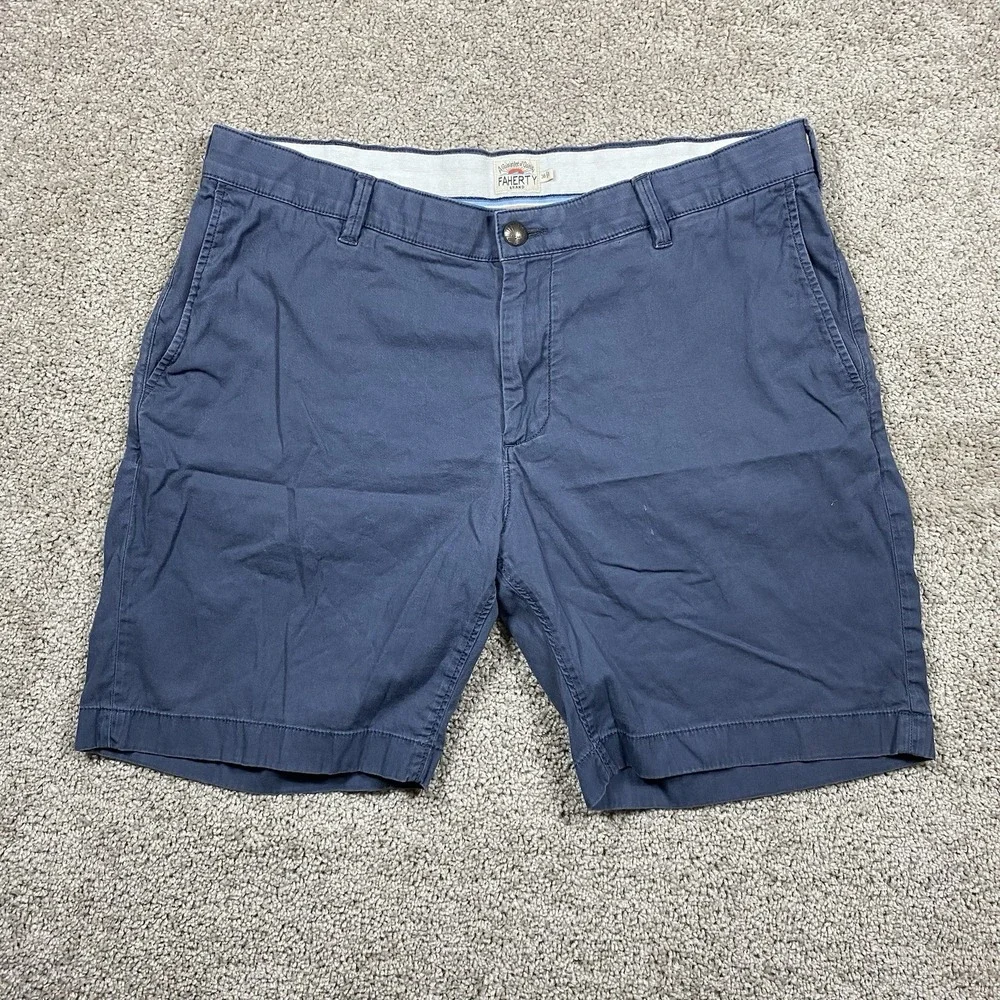 Faherty All Day Shorts Mens 36 Blue Organic Cotton‎ Tencel Stretch MBS2203-VNY